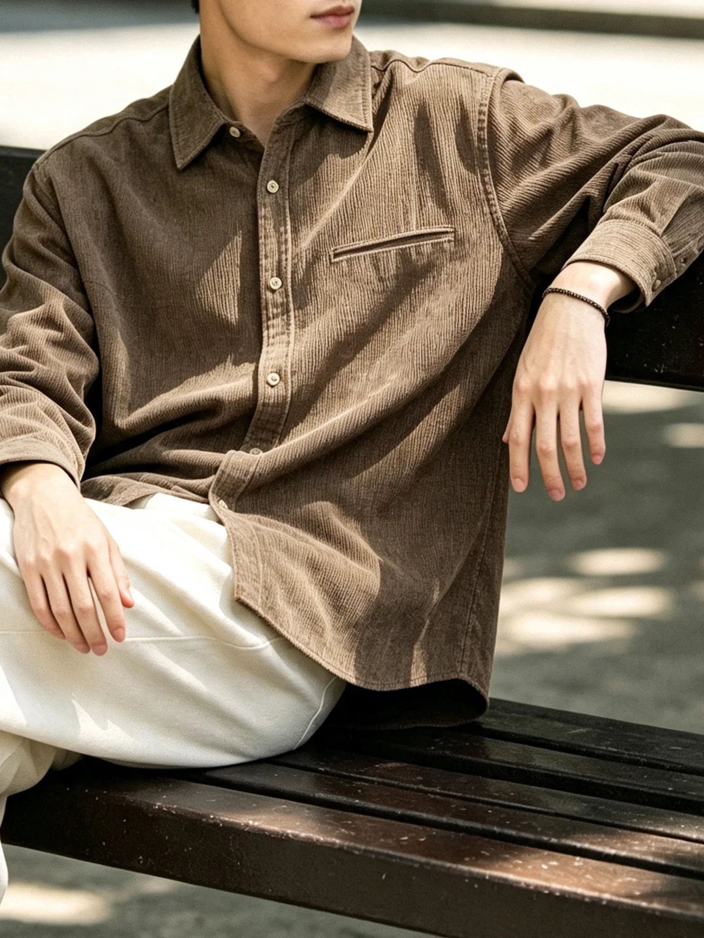 Corduroy Long Sleeve Shirt Men's Casual Collar Commute Style Autumn New Arrival Youth Popular Breathable Anti-Wrinkle Wear Re...