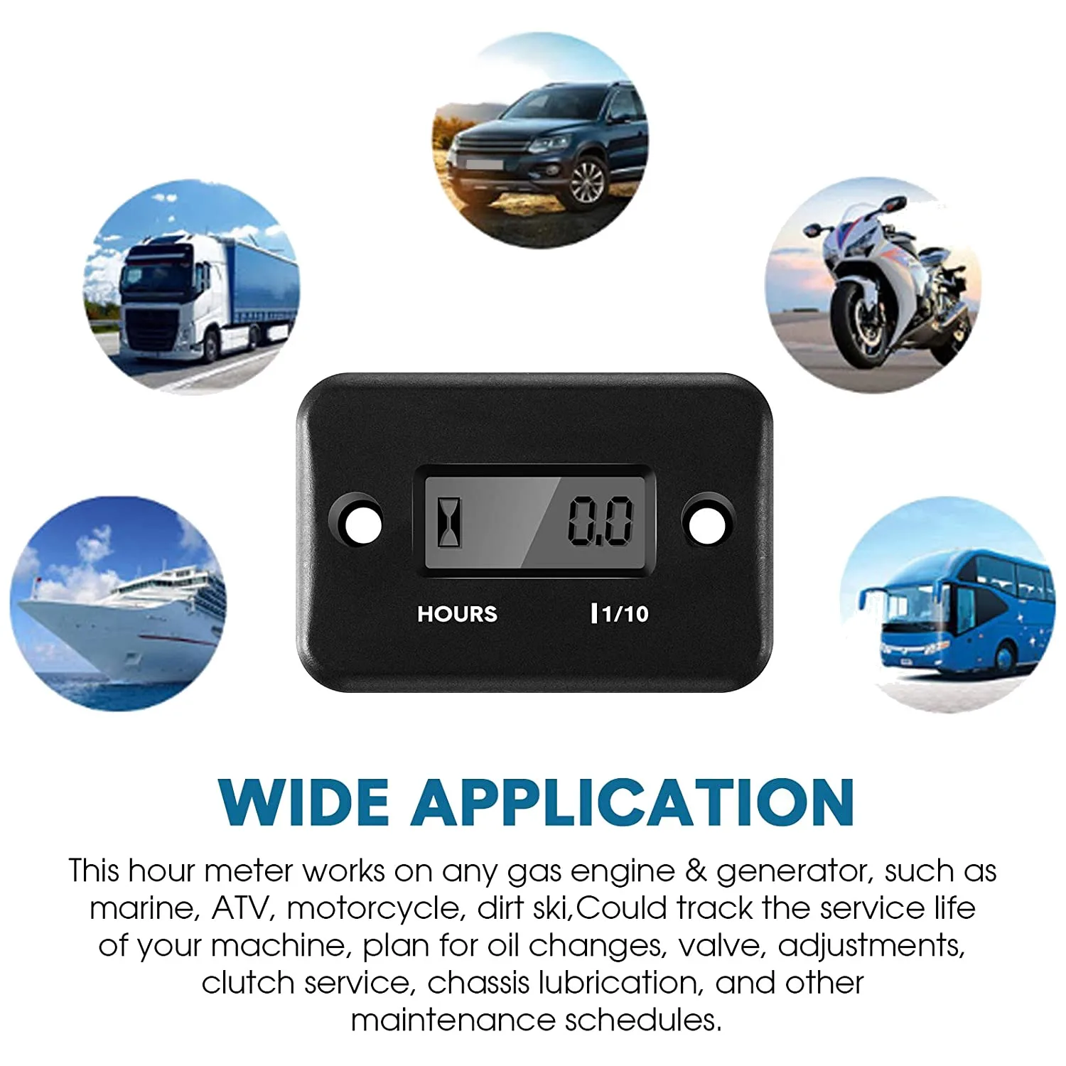 

ABRW-2 Pieces Inductive Hour Meter For Gas Engine Lawn Mower Dirt Bike Motorcycle Motocross Snowmobile Marine