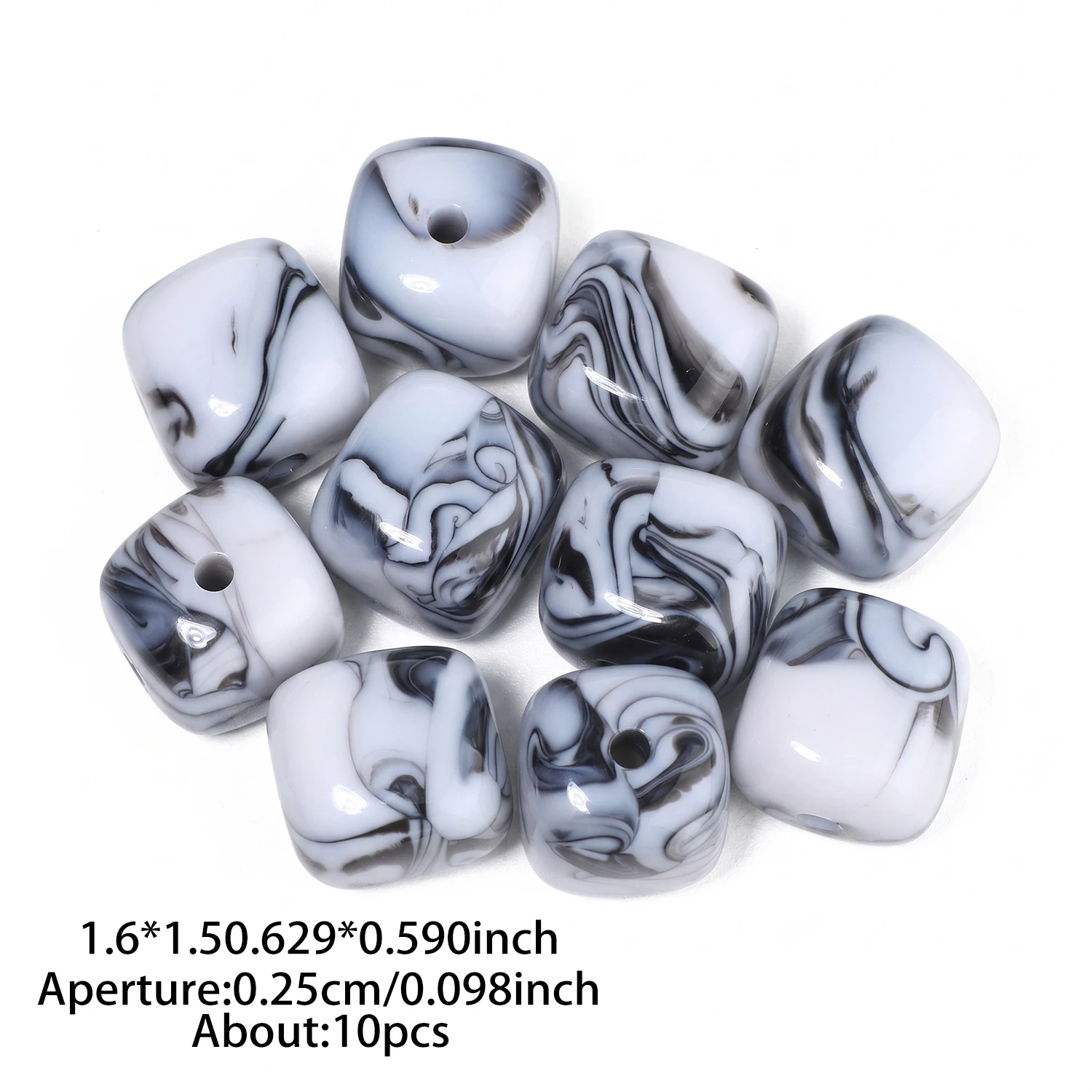 10 Stück quadratische, perforierte Acrylperlen, 16 x 15 mm, zweifarbig, lose Perlen zum Basteln von Schmuck, zum Beispiel für Halsketten und Armbänder. – Detail 14