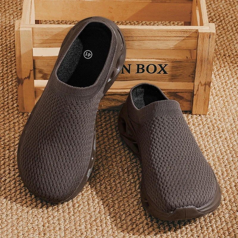 Wide Toe Sneakers For Men Women Summer Knit Half Shoes Comfortable Platform Men's Casual Shoes Breathable Women's Sports Shoes