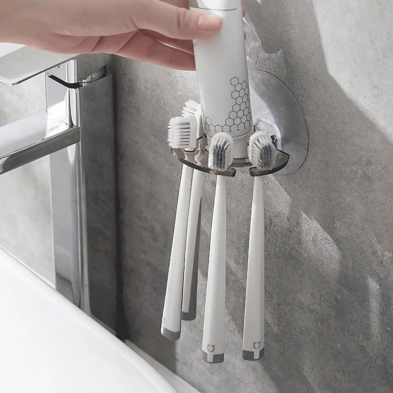 1 Pcs Creative Toothbrush Holder Wall Mounted Removable Plastic Organizer Transparent Razor Toothpaste Holder