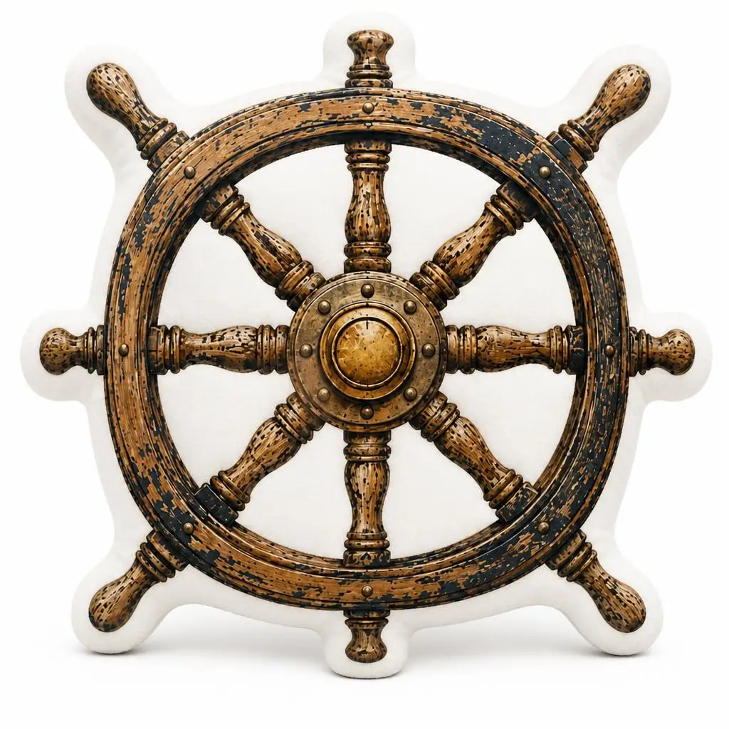 Ship Wheel Nautical Maritime Sailor Seafaring Nautical Plush Pillow Cushion Stuffed Throw Pillow Home Decor Gift Sofa Bed