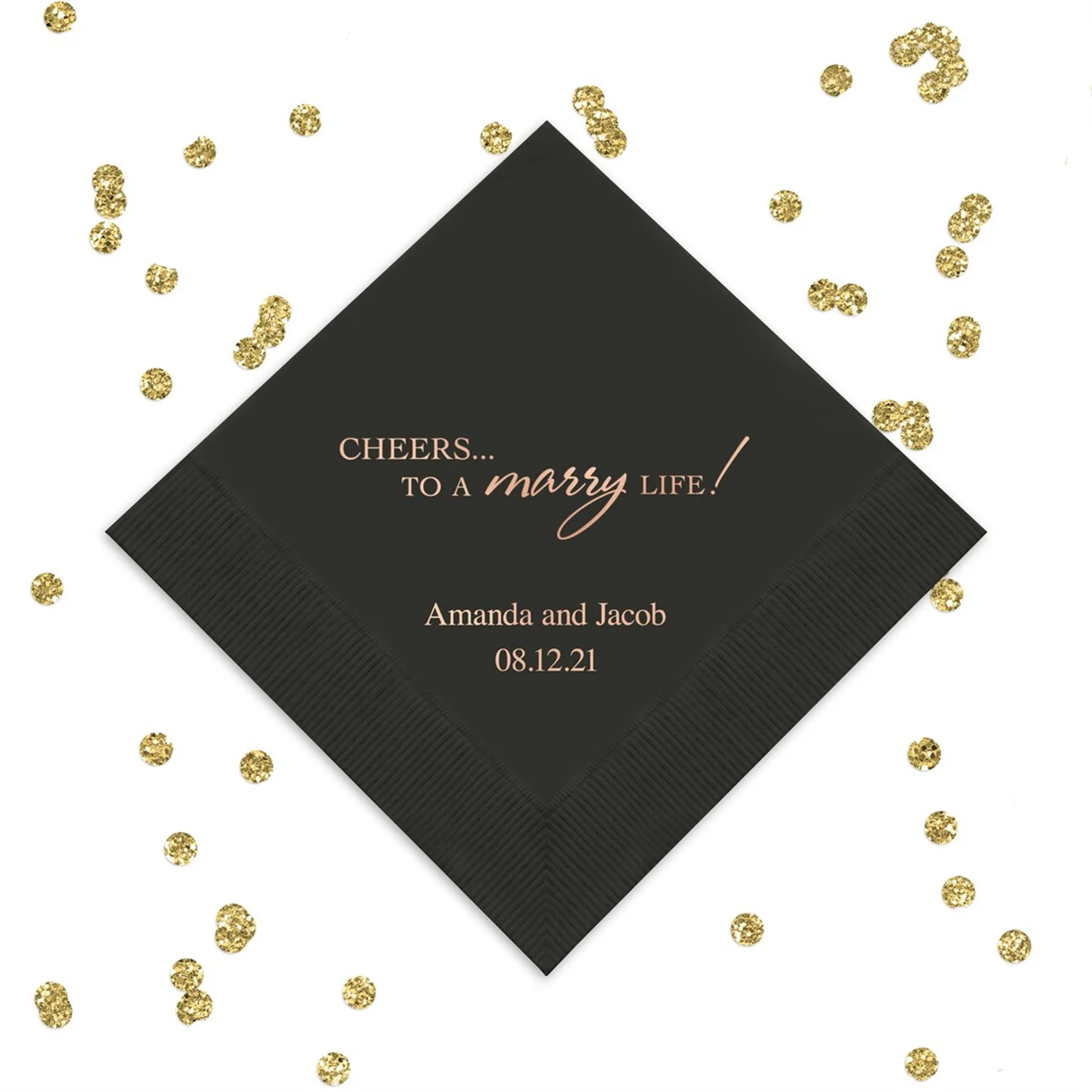 

50 PCS Cheers to a Marry Life Printed Paper Napkins - Set of 50 Cocktail Wedding Napkins - Wedding Reception - Wedding Bar - Cus