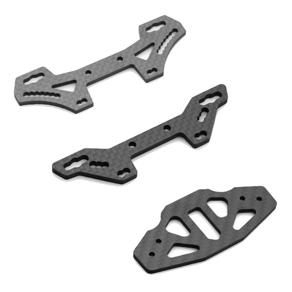 Płyta przedniego/tylnego amortyzatora z włókna węglowego i płyta podporowa przedniego zderzaka dla Tamiya TT02 TT-02 1/10 RC Car Upgrade Parts