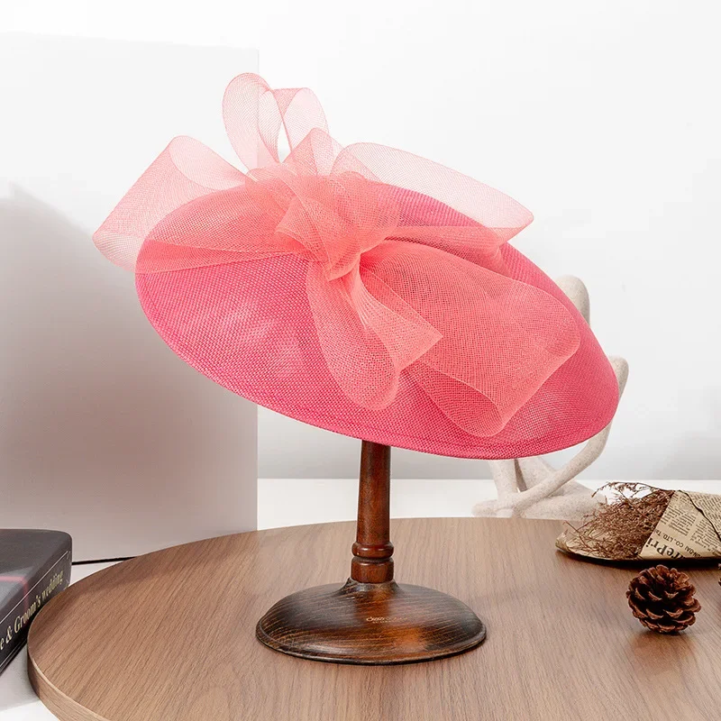 2025 Spring Summer Big Brim Top Hat Children French Retro Fashion Bow Socialite Banquet Sun Hat