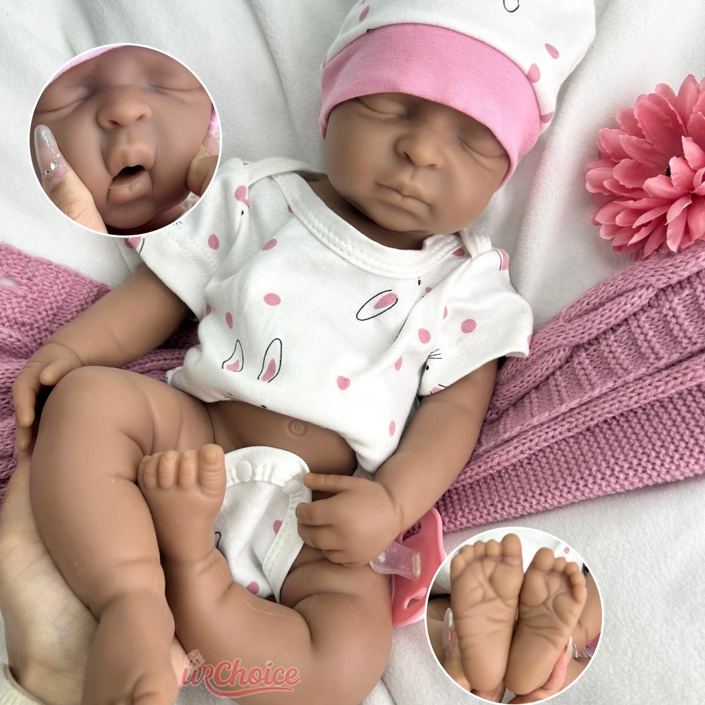 

44cm Full Soft Open Mouth Girl Lifelike Silicone Reborn Baby Waterproof Cuddly Baby Comfort Doll for Collector Christmas Gift