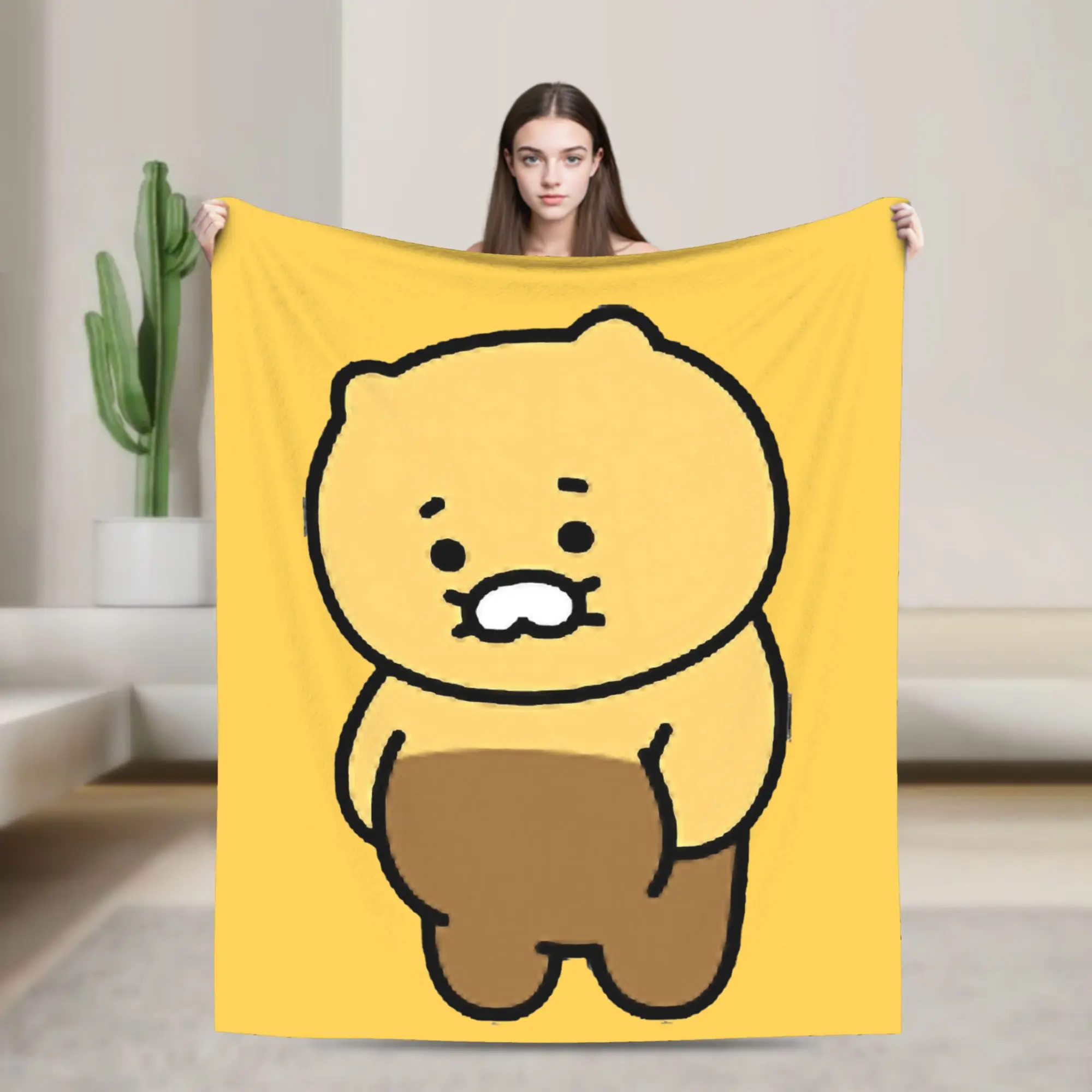 

K-Kakaos F-Friends Choonsik Meow Flannel Blanket Awesome Throw Blankets for Bed Sofa Couch 150*125cm Quilt,