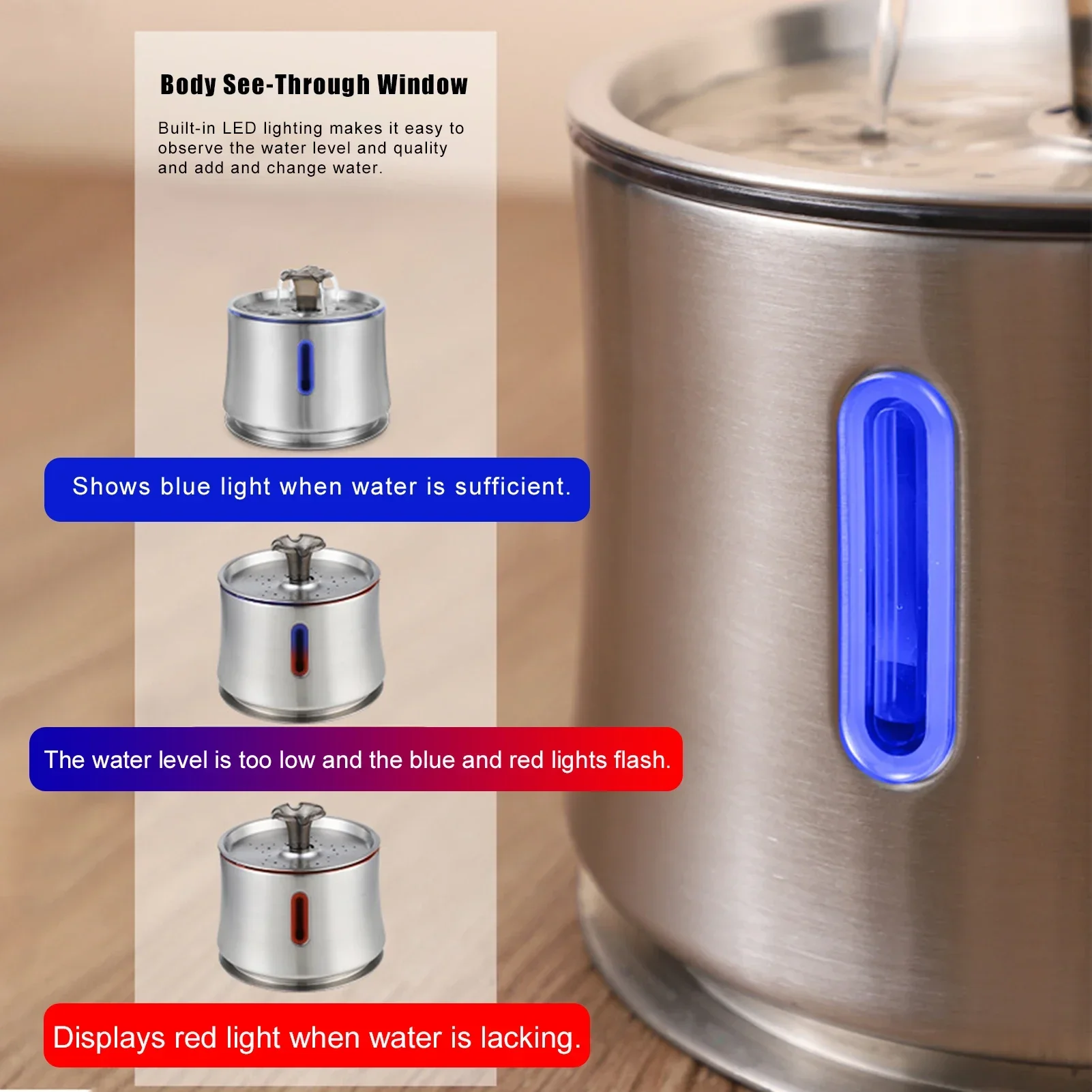 Pet Water Dispenser Automatic Cat Water Fountain 2.5L Stainless Steel Electric Dog Water Bowl for Pet Supplies