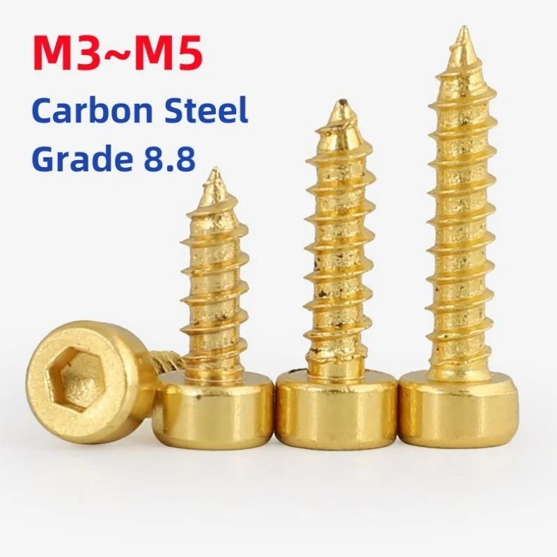 

M3 M3.5 M4 M5 Grade 8.8 Carbon Steel Hex Hexagon Socket Cap Head Self Tapping Screw Gilding Allen Head Screws For Speaker