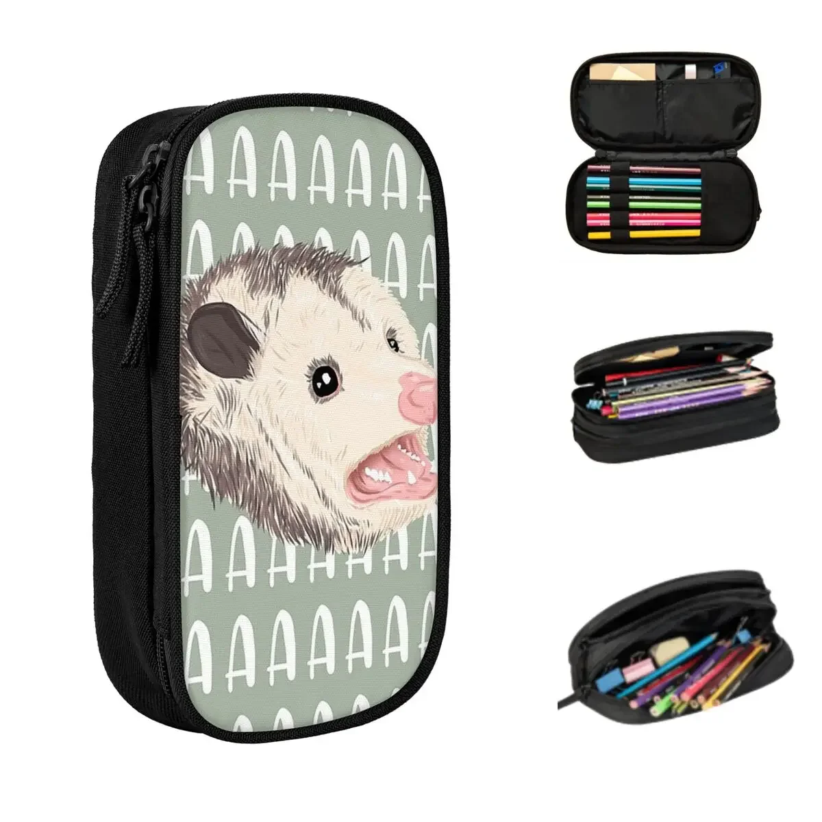 Trashy Screaming Opossum Possum Scream Pencil Cases Large Storage Pen Bags Pen Box Pencil Pouch For Boys Girls School Office