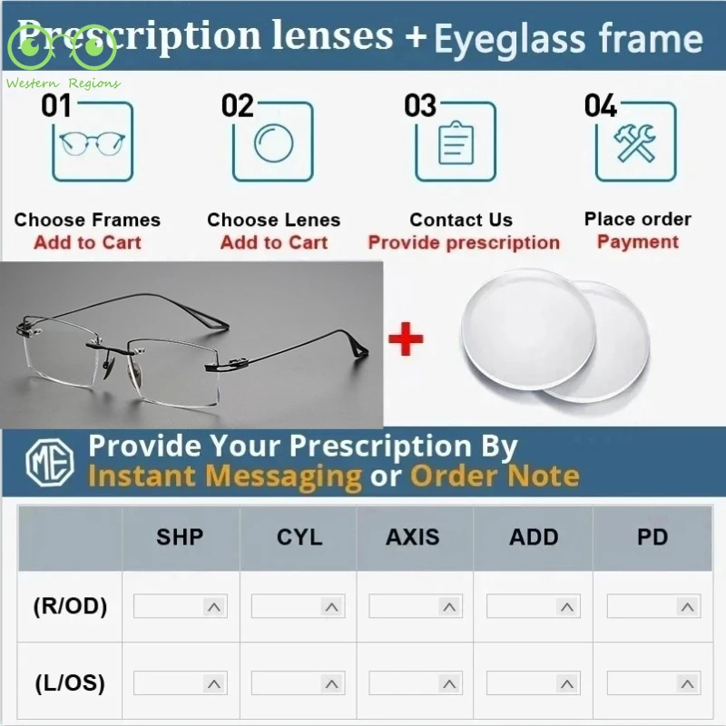 نظارات يابانية بسيطة من Blade Warrior مصنوعة من التيتانيوم الخالص باللون الأسود بدون إطار للرجال الذين يعانون من قصر النظر والاستجماتيزم والنمل