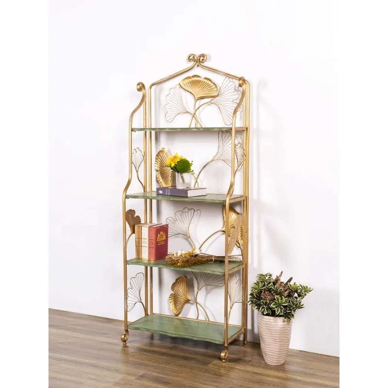 

Retro American Solid Wood Birdcage Floor to Floor Display Living Room Bookshelf Multi-layer Display Shelf Balc