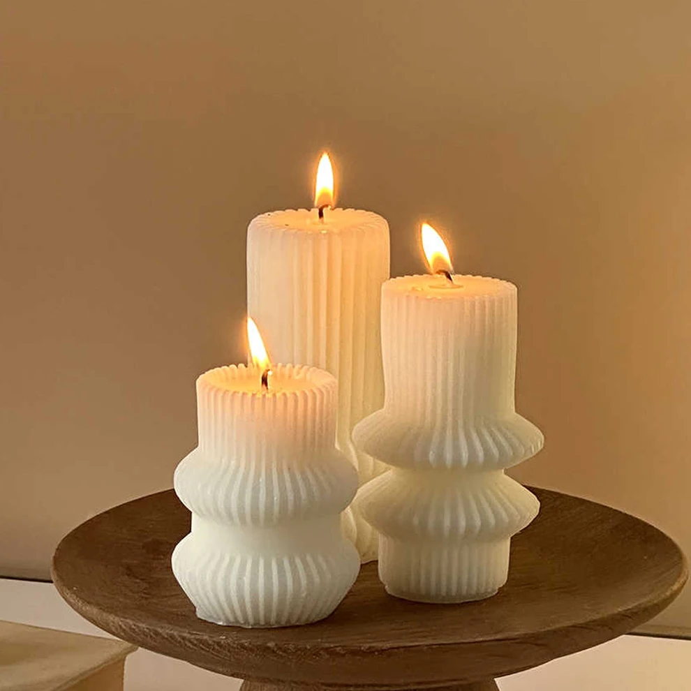 ثلاثية الأبعاد شريط شمعة حامل قالب من السيليكون هندسية أسطواني شمعة معطرة الصابون الجبس قالب خرسانة لتقوم بها بنفسك الحرفية ديكور المنزل