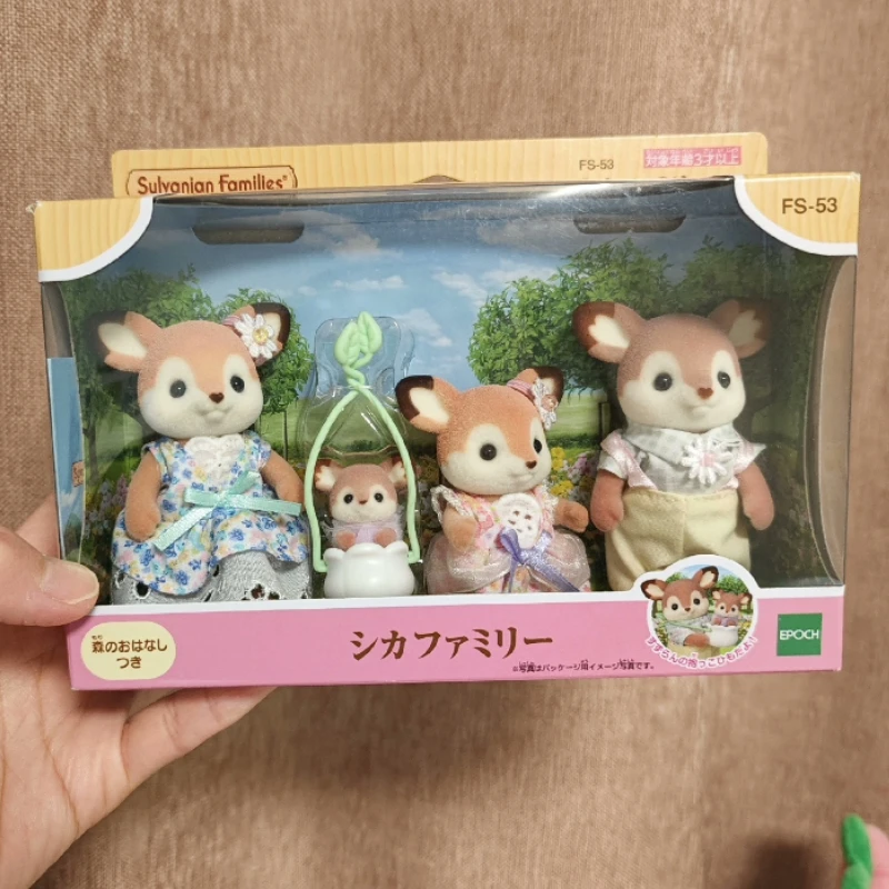 Anime Sylvanian Families Figures Ternurines Figure Deer Family Swing Baby Doll Girl Toy Forest Families Room Ornaments Toys