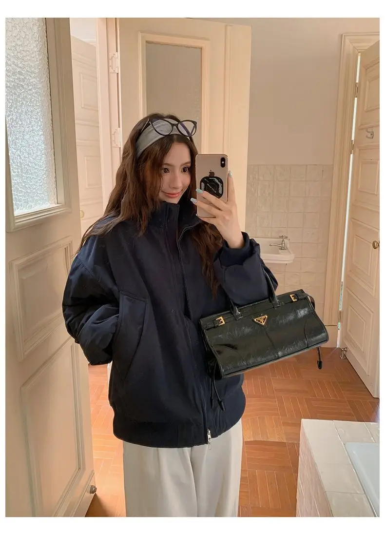 

Bomber Jackets Womens Jacket Zipper Autumn Decorative Layered Simple Chic OL Youthful Kawaii Breathable Christmas Athleisure Ins