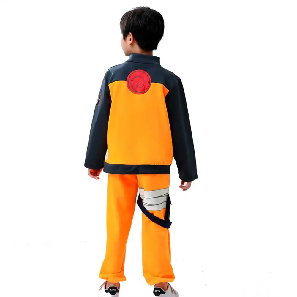 Anime Kids Uzumaki Akatsuki Cosplay Boys Girls Uzumaki Jacket Pants Headband Frog Wallet Child Uniform Kunai Halloween Costume