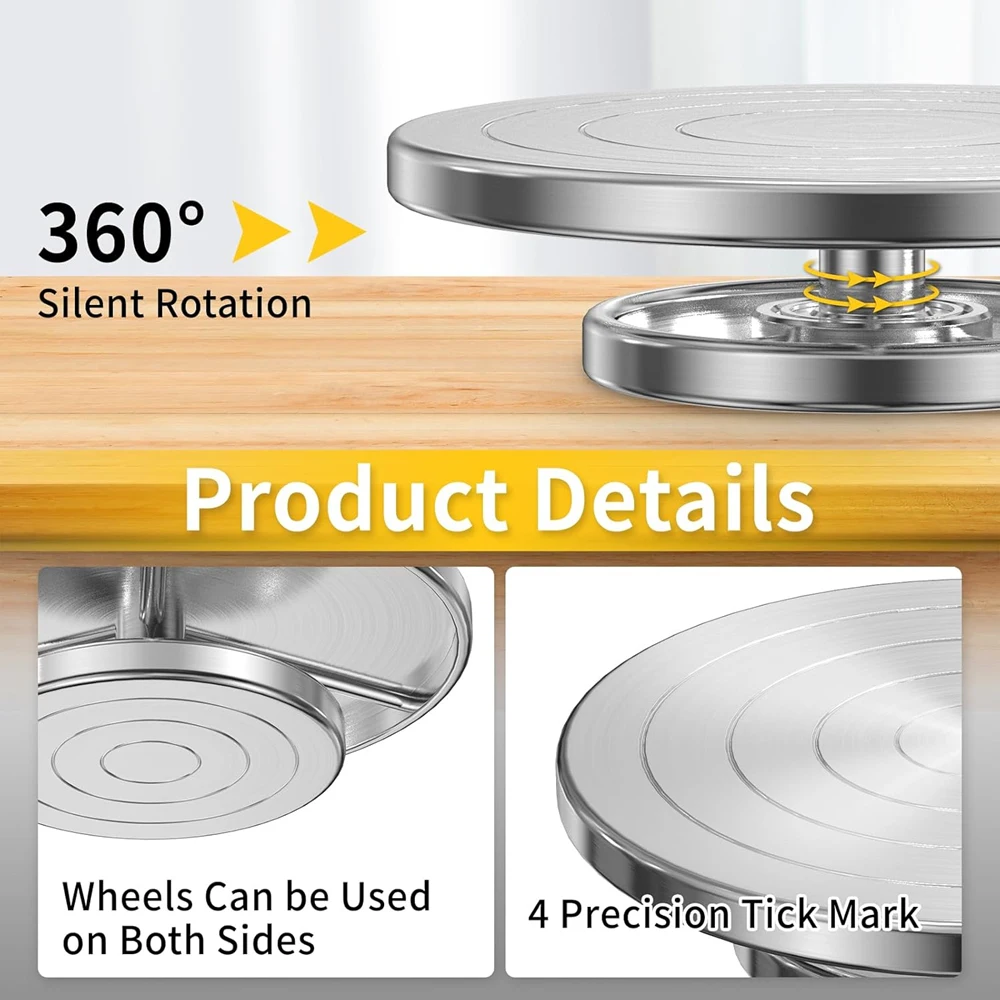 15-30CM Aluminum Pottery Wheel, DIY Pottery Turntable, Double-Sided Clay Tools, Cake Turntable, Sculpture Ceramics Cake Stand 2