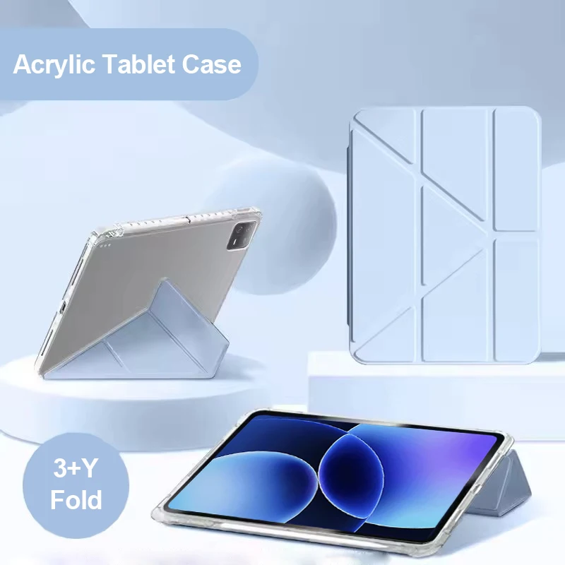 

For Xiaomi Pad 8 Case with Pencil Holder Smart Fold Acrylic Hard Stand Cover For Funda Xiaomi Pad 8 Pro / Poco Pad X1 Case 11.2"