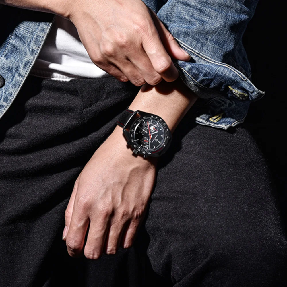 2025 PAGANI تصميم جديد ساعة رجالي كرونوغراف ساعة كوارتز فاخرة العلامة التجارية الأعلى ساعة يد جلدية الياقوت مرآة ساعة الرياضة هدية