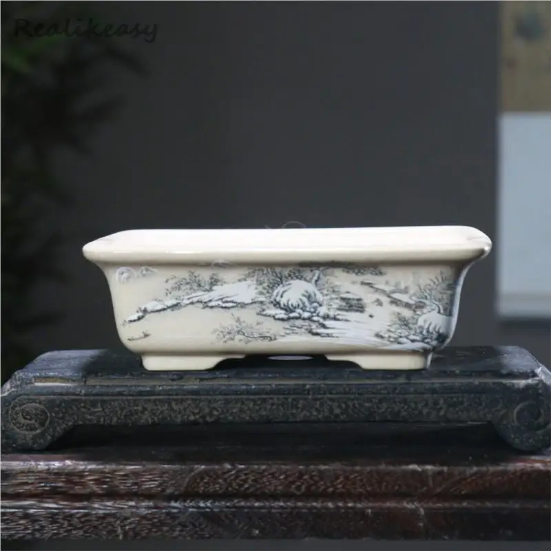 6Size Purple Sand Flower Pot Ceramic Bonsai Pot Handmade Succulent Flower Pot Chinese Landscape Flower Pot Home Decor LE302