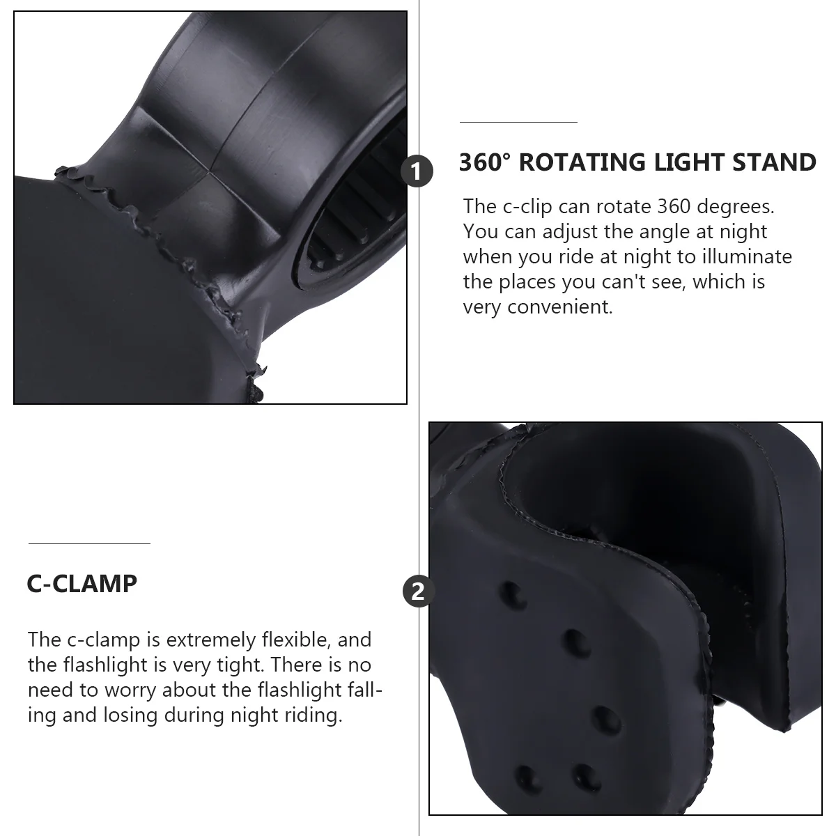

4Pcs Handlebar Bike Flashlight Clamp 360 Degree Rotatable Torch Holder Convenient for Night Ride Flashlight Clamp