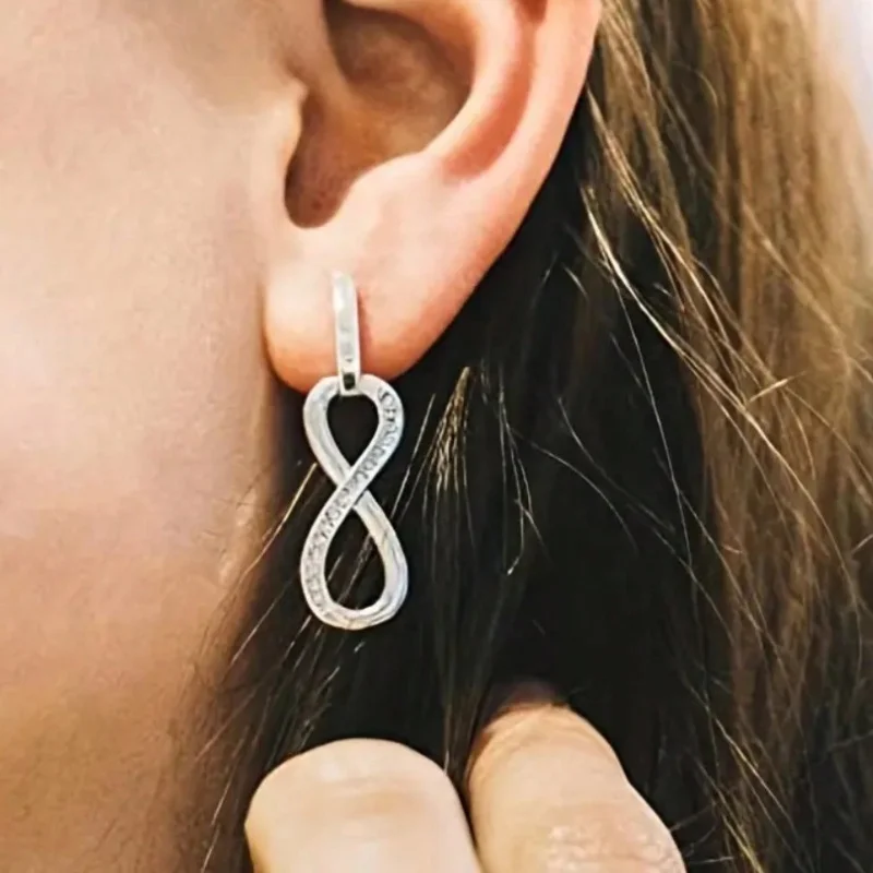 أقراط متدلية بتصميم علامة إنفينيتي الإبداعية، أسلوب بسيط أنيق مع أقراط لامعة، أذن الحب الأبدي - بدون صندوق #5