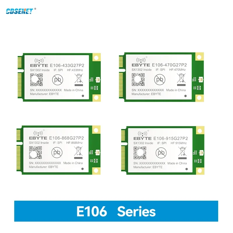 LoRaWAN GateWay Module 433/470/868/915MHz SX1302 LoRa TX RX Module CDSENET E106 27dBm Wireless RF SPI PCI-e Interface
