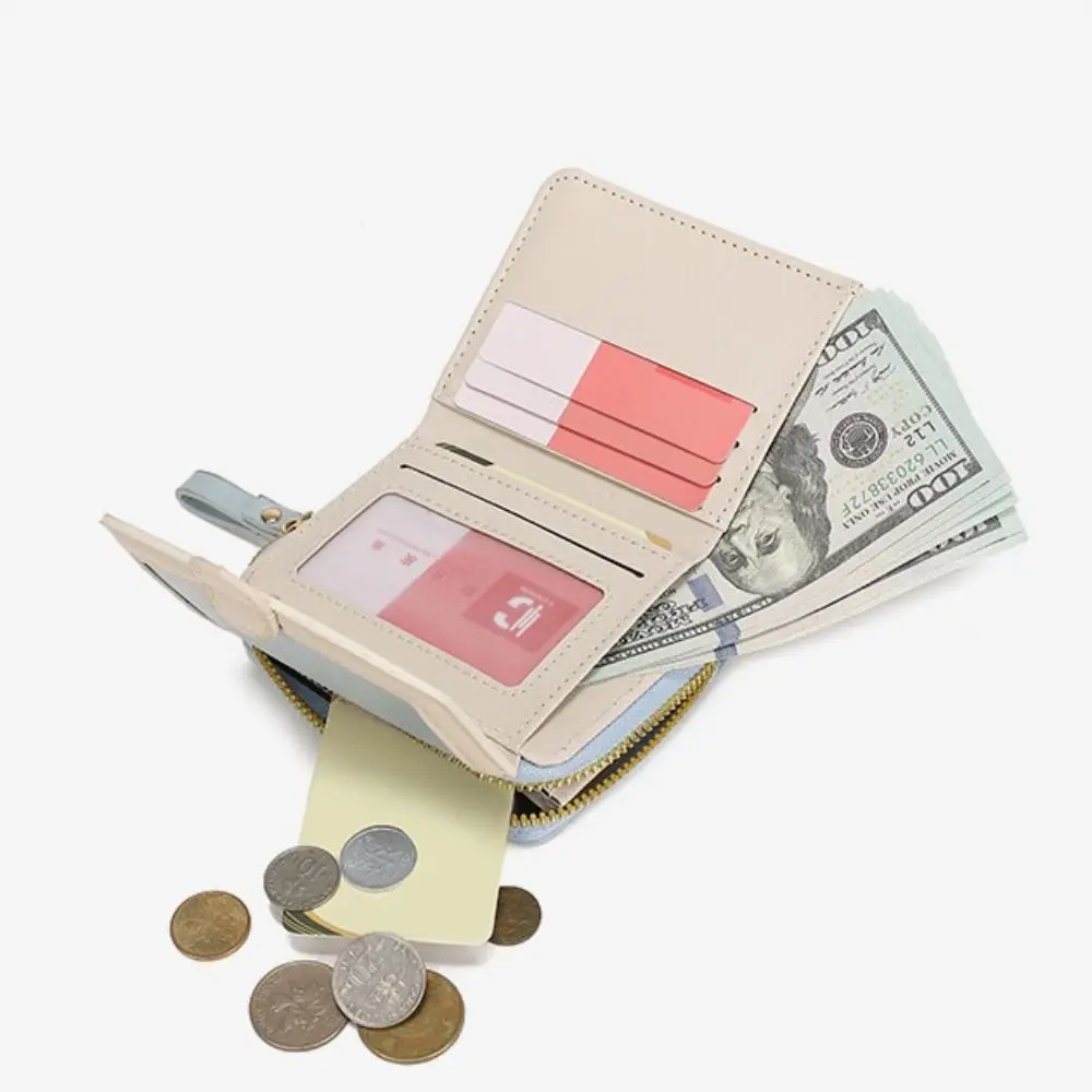 

Fashion PU Leather Short Wallet Zipper Small Coin Purse Card Bag Women
