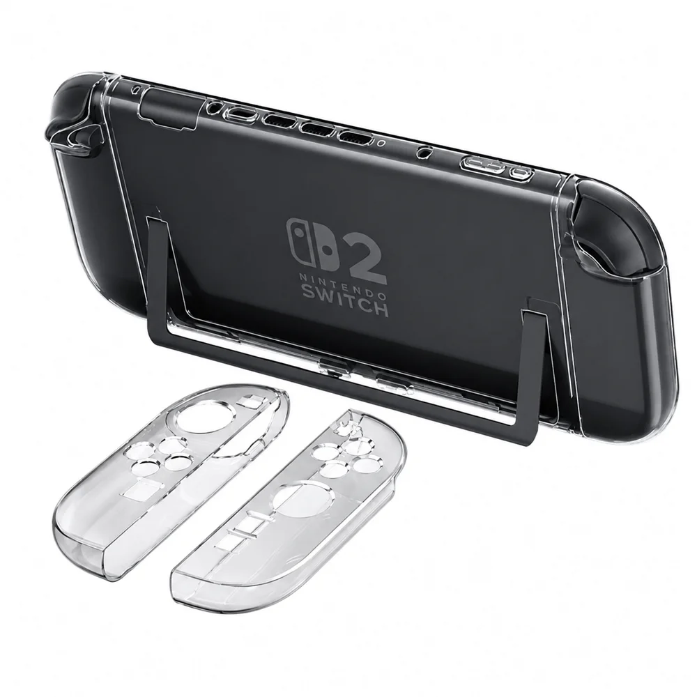 Suitable for Nintendo Switch 2 Crystal Clear Protective Case, Anti-Drop Hard Shell Full Set Accessories with Detachble Joystick