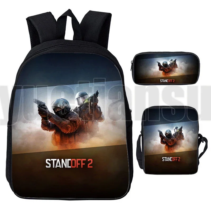 3D Print Anime Sac A Dos Standoff 2 Backpack Kids Bookbag Men Shooting War Game Boys Girls 12/16 Inch Bag Pack for Travel