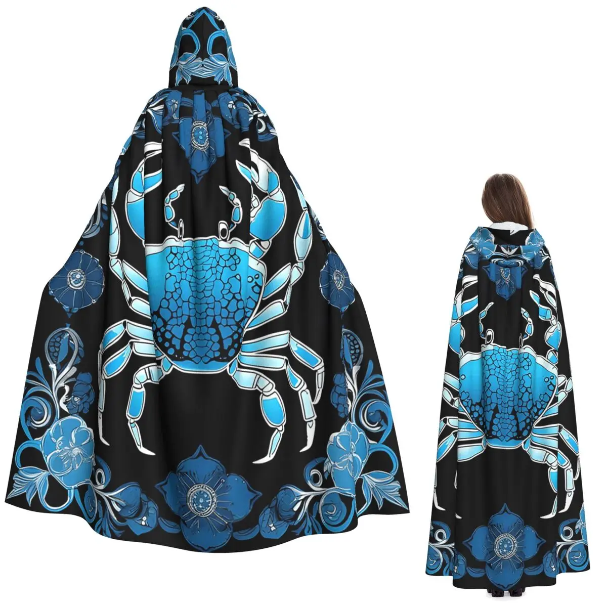 がんの星座ロングフード付きマント魔女中世コスチュームコスプレケープハロウィンヴァンパイア大人ユニセックス