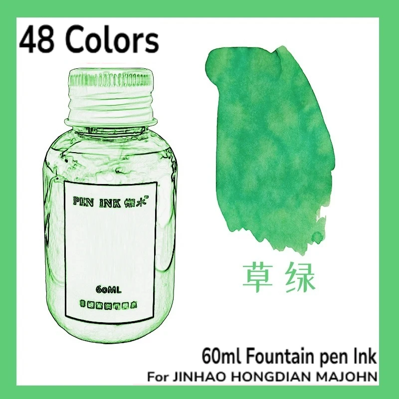 

60ml 48 Colors Fountain Pen Ink Dip Pen Bottled Ink Refill Cartridge Writing School Supplies Stationery For JINHAO HONGDIAN