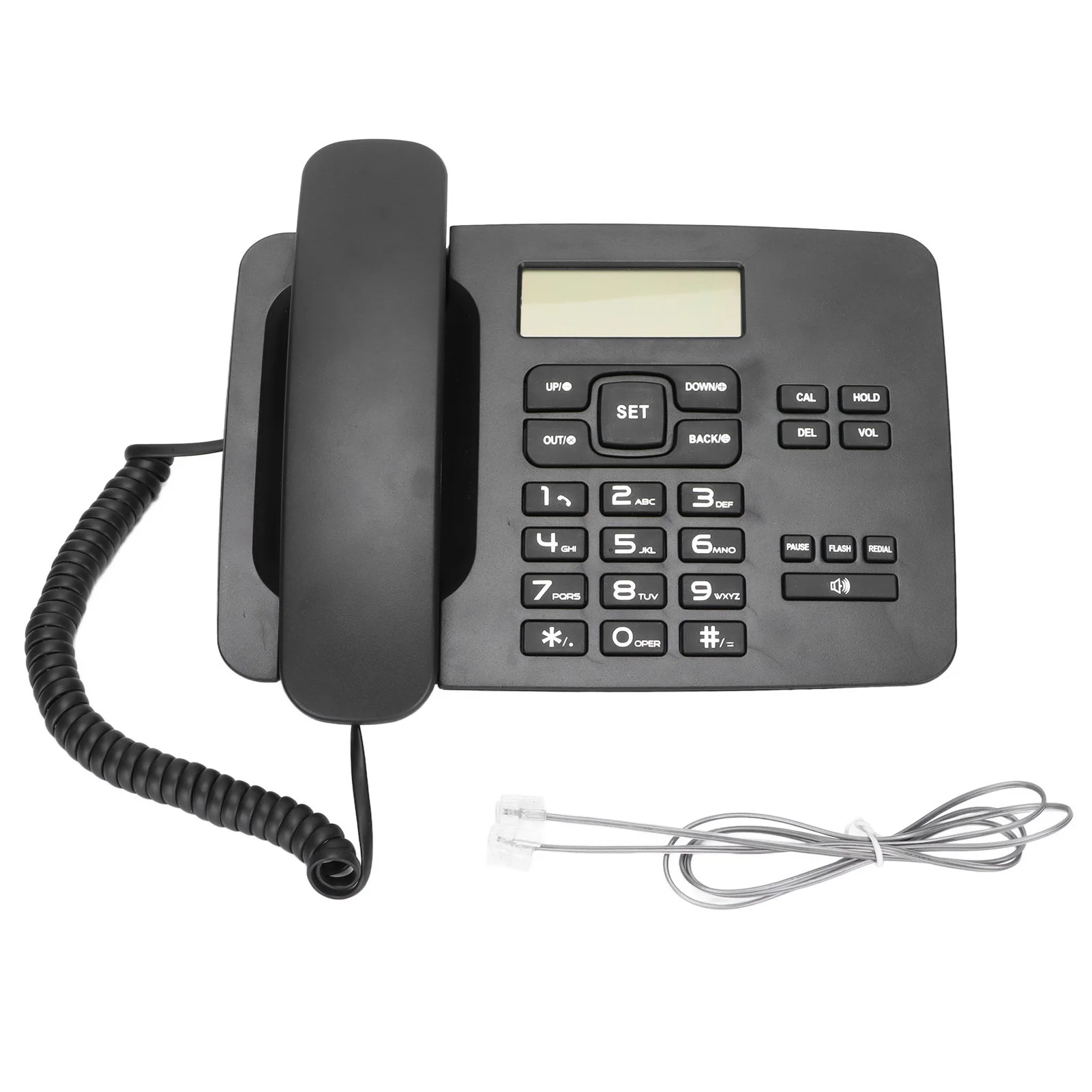 Wired Landline Phone Redial Function Pre Function Home Corded Telephone Black Adjustable Volume Semi Hands for Hotel