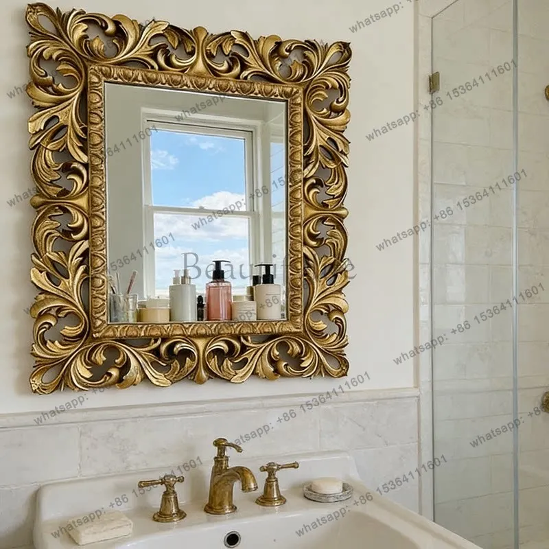 French luxury decorative mirror retro living room wall fireplace mirror