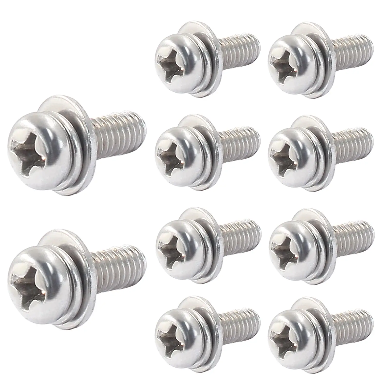 M2 M2.5 M3 M4 304 Stainless Steel Phillips Pan Head Screw and Washer Kit Anti-Rust Machine Screws Assortment for General Repair