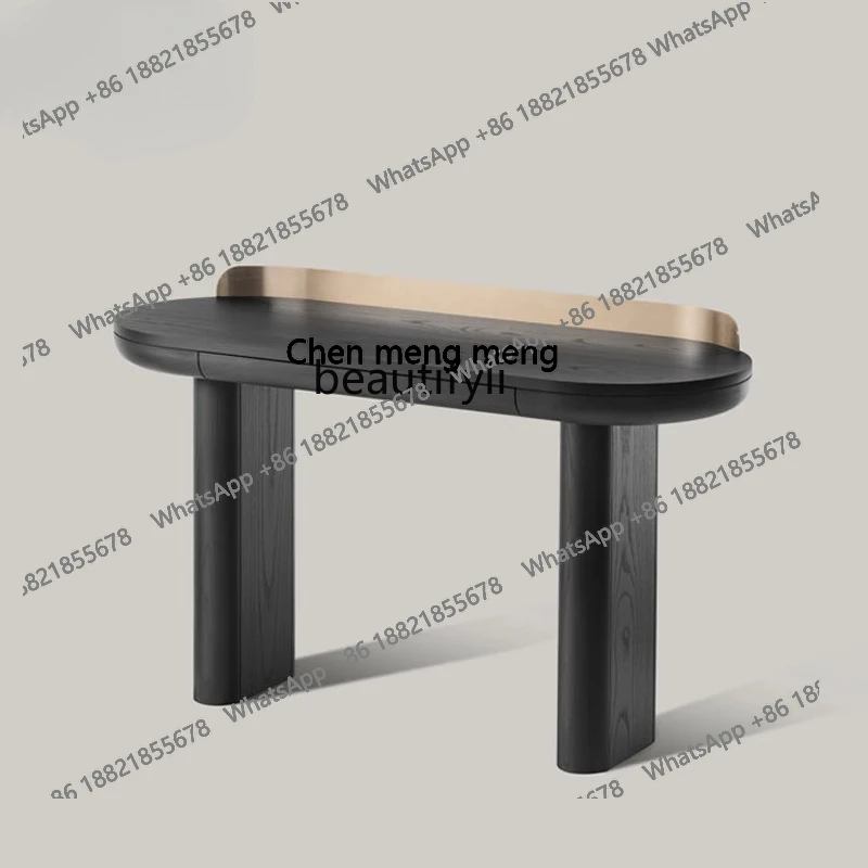 

Italian minimalist desk, home writing desk, light luxury desk, simple modern solid wood study computer desk H