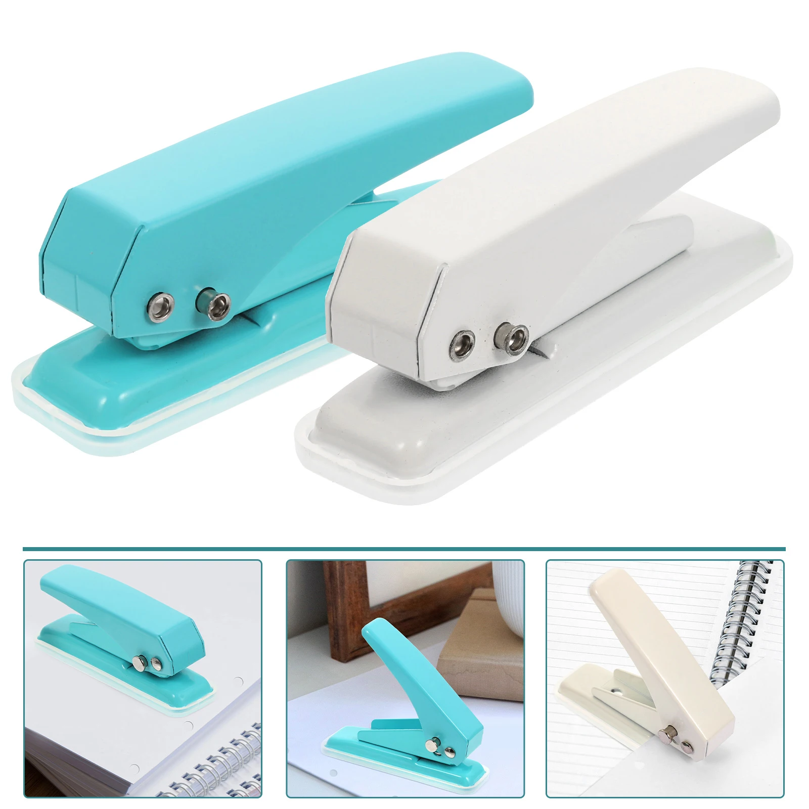 

2Pcs Paper Hole Punch Ergonomic Metal Puncher Random Color for Office School Crafts DIY Loose Leaf Hole Puncher