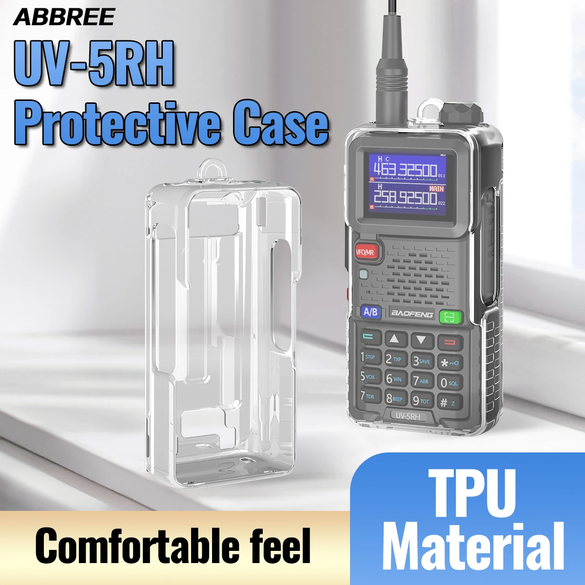 ABBREE – étui transparent fin pour radio bidirectionnelle, en TPU souple, haute qualité, protection contre la poussière et les chutes, exclusif pour radio portable UV-5RH