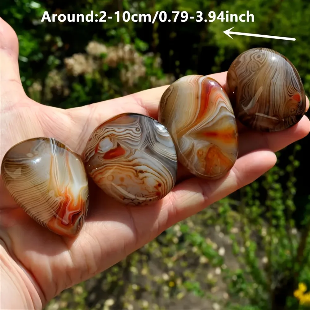 Natural Sardonyx Agate Palm Stone Energy Crystal Silk Agate Mineral Specimen Polished Reiki Healing Decor