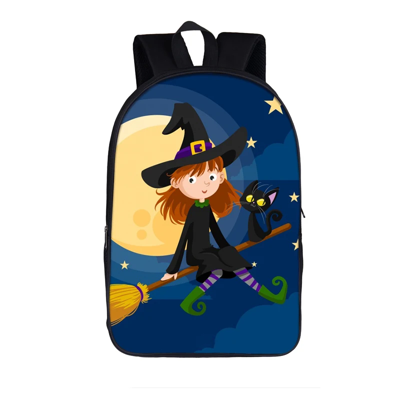 Witch Black Cat Print / 666 Baphomet Backpack Men Women Witchcraft / Voodoo Doll Shoulder Bags Teenager Children School Bags