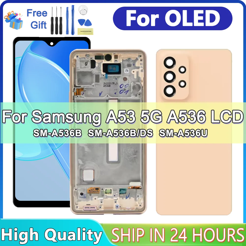 6.5\'\' For OLED For Samsung A53 5G LCD A536 A536B A536E SM-A536U Display Touch Screen with Frame Digitizer Assembly Replacement