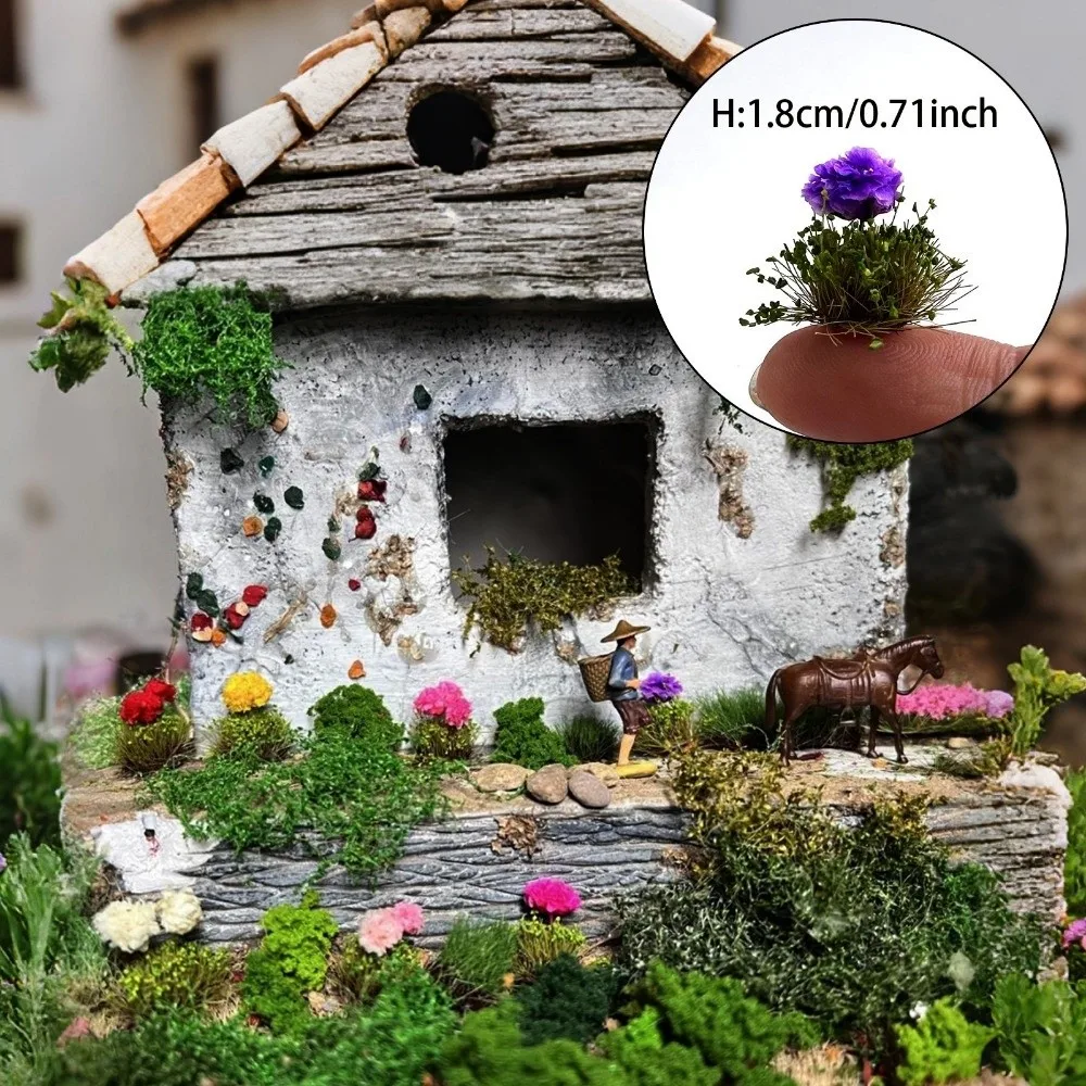 20pcs Durable Artificial Model Flower Cluster Model 1.8cm Height 3 Colors Scenery Material Grass Bushes