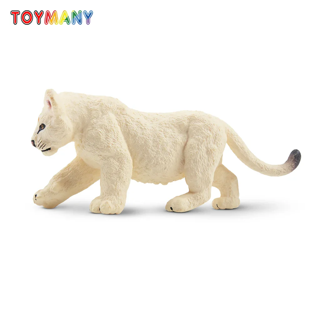 

Toymany Simulation Walking White Lion Cub Wildlife Animal Model Toy Mini Figures Dolls Action Figurines Toys Children Gift