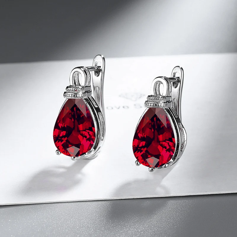 Shiny Multiple Colors Crystal Water Droplet Earrings Light Luxury Temperament 925 Silver Ear Buckle Fashion Jewelry for Women image 3