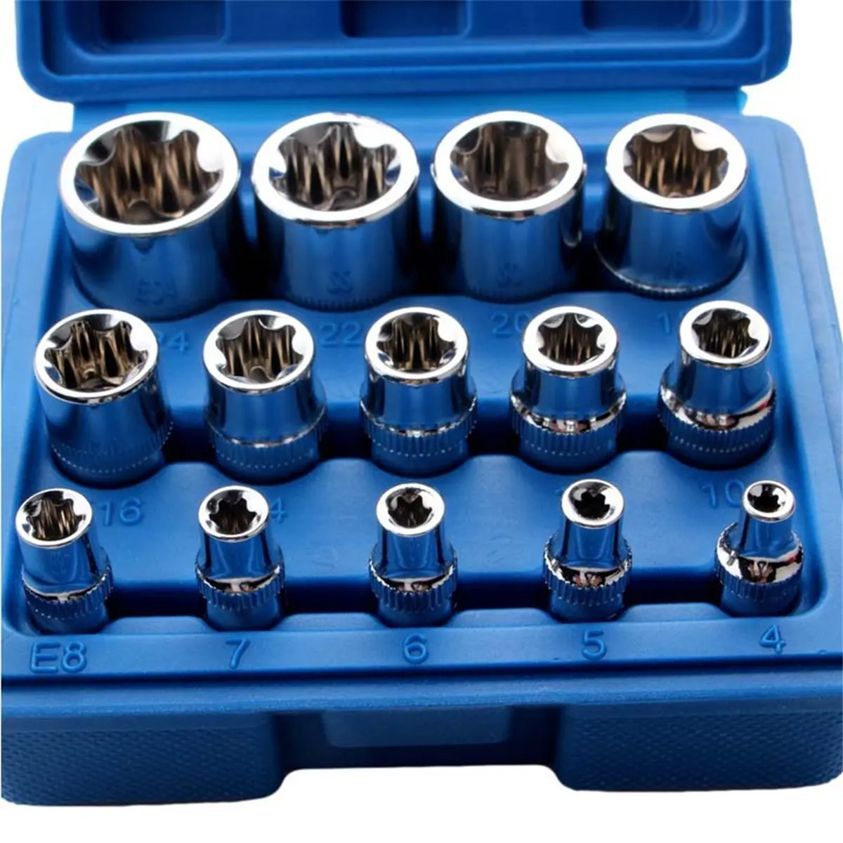 Набор торцевых головок ABJS 14 шт. (E-Star/Torx) E4-E24, внешние шестигранные вставные гайки E-Torx