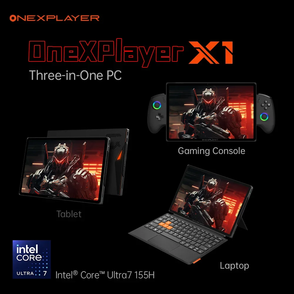 New Onexplayer OneXPlayer X1  Onexconsole 10.95 Inch Intel Core Ultra 7 155H Qculink Laptop  Replaceble D-PAD Gaming pc Laptop