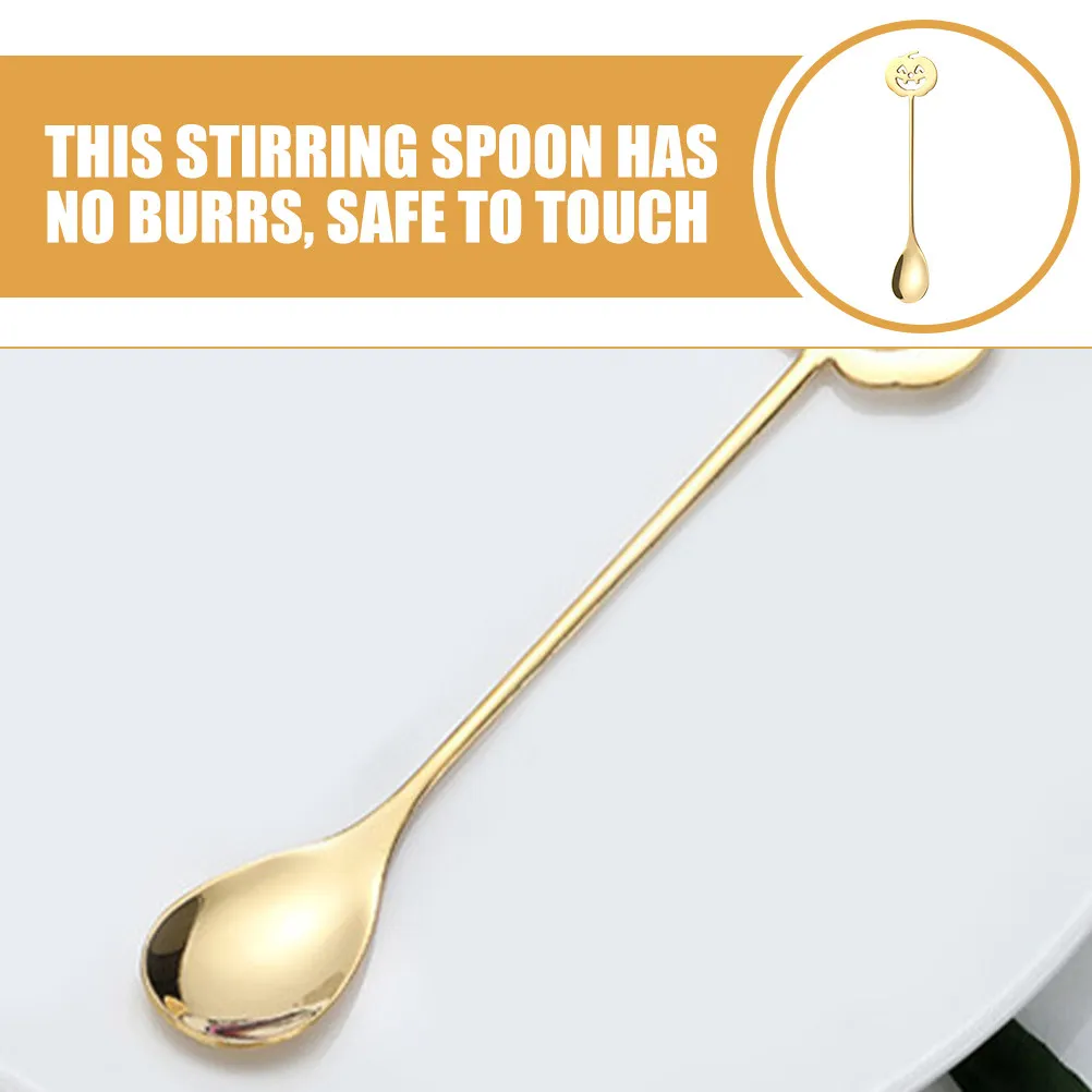 Pumpkin Head Stainless Steel Coffee Spoon Polished Robust Cocktail Stirrer Mixing Spoon Multi-Function Bar Supply Household Use