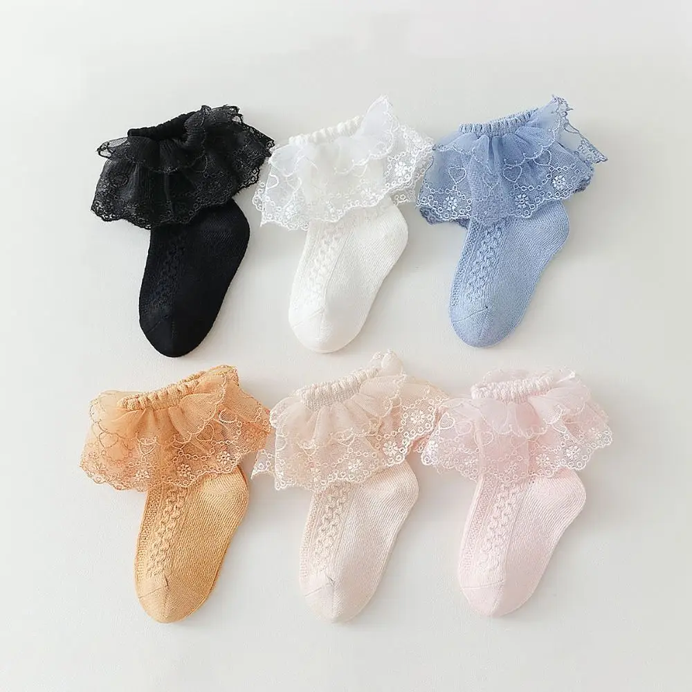

3Pairs Cute Lace Lolita Baby Ankle Socks Sweet Hosiery Children Cotton Socks Kids Short Tube Toddle Princess Socks Kids