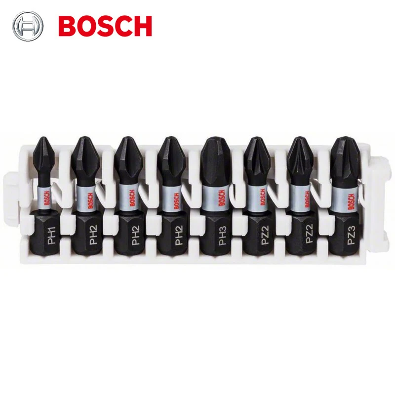 BOSCH 2608522323 8Pcs Screwdriver Bit 1\'\' 25mm S2 Steel Impact Resistant Electric Screwdriver Bits PH1 PH2 PH3 PZ2 PZ3