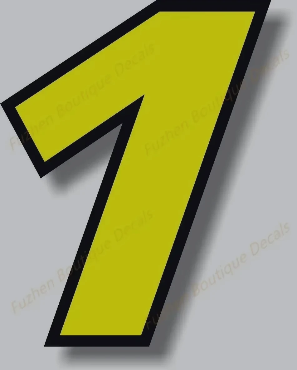 Car Sticker Boutique Decals Exterior Accessories Yellow Race Numbers 1234567890 with Black Border Vinyl Decal Graphic Number